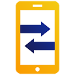 Illustration depicting data transfer on a smartphone.